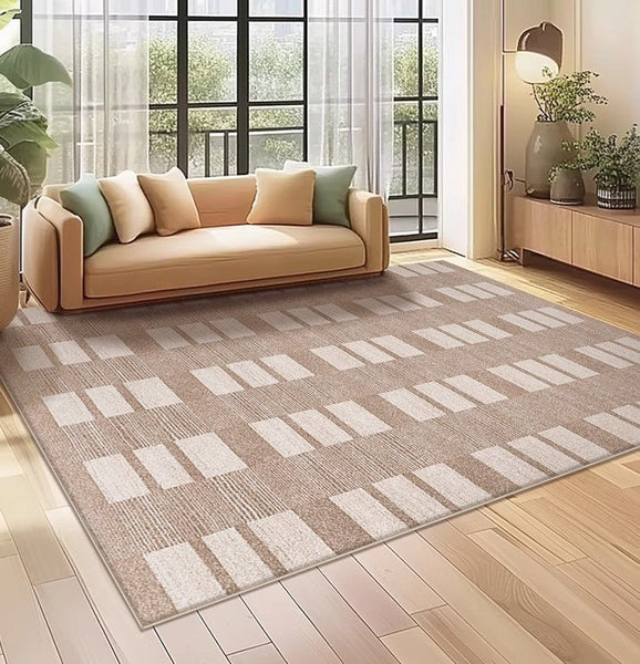 Contemporary Abstract Rugs under Dining Room Table, Mid Century Modern Rugs for Bedroom, Large Modern Rugs for Living Room-ArtWorkCrafts.com