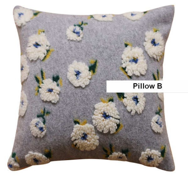 Square Modern Throw Pillows for Couch, Contemporary Modern Sofa Pillows, Flower Decorative Pillow Covers, Decorative Pillows for Bedroom-ArtWorkCrafts.com