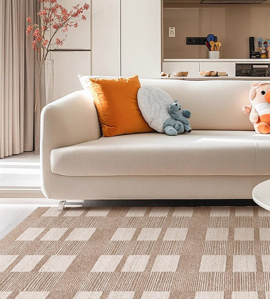 Contemporary Abstract Rugs under Dining Room Table, Mid Century Modern Rugs for Bedroom, Large Modern Rugs for Living Room-ArtWorkCrafts.com