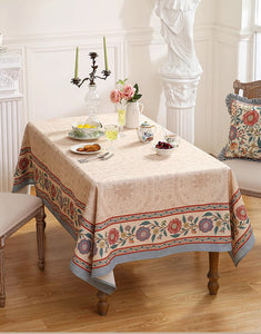 Modern Tablecloth, Flower Farmhouse Table Cover, Rectangle Tablecloth Ideas for Dining Table, Square Linen Tablecloth for Coffee Table-ArtWorkCrafts.com