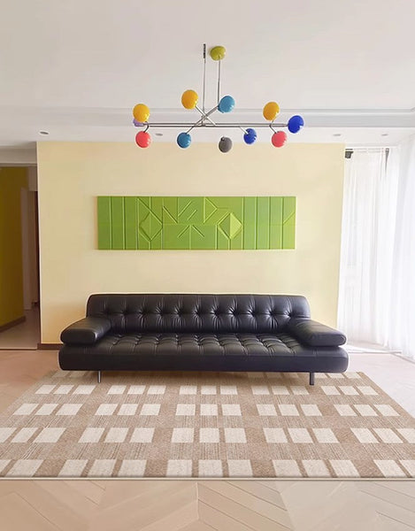 Contemporary Abstract Rugs under Dining Room Table, Mid Century Modern Rugs for Bedroom, Large Modern Rugs for Living Room-ArtWorkCrafts.com