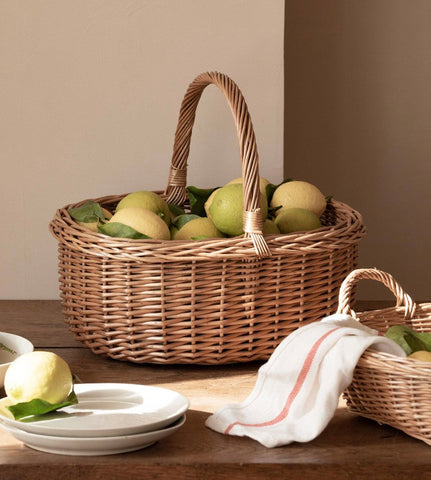 Lovely Willow Weaving Baskets for Vegetable, Large Picnic Food Basket with Handle, Natural Hand-woven Wicker Storage Basket, Natural Fruit Basket, Kitchen Storage Baskets-ArtWorkCrafts.com