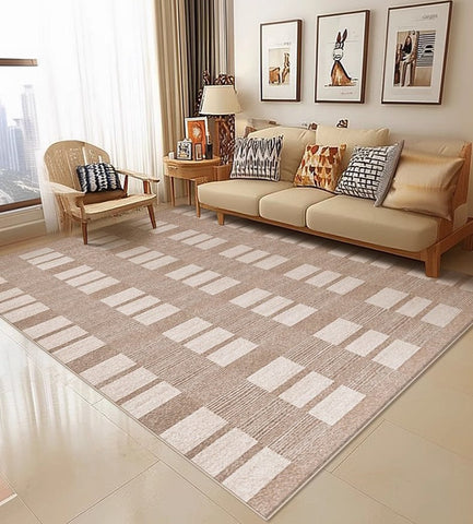 Contemporary Abstract Rugs under Dining Room Table, Mid Century Modern Rugs for Bedroom, Large Modern Rugs for Living Room-ArtWorkCrafts.com