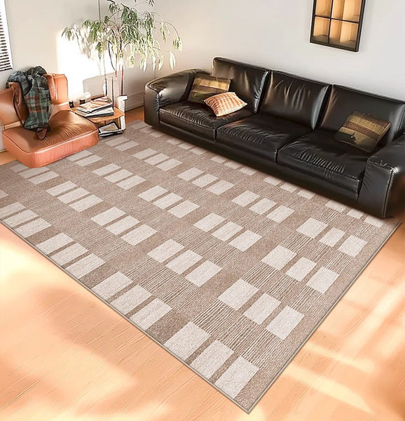 Mid Century Modern Rugs for Bedroom, Contemporary Abstract Rugs under Dining Room Table, Large Modern Rugs for Living Room-ArtWorkCrafts.com