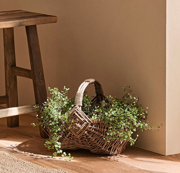 Large Picnic Food Basket with Handle, Natural Hand-woven Wicker Storage Basket, Natural Fruit Baskets, Kitchen Storage Baskets, Willow Weaving Baskets with Handle-ArtWorkCrafts.com