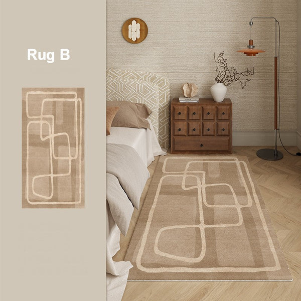Abstract Modern Rugs for Living Room, Contemporary Modern Rugs Next to Bed, Geometric Modern Rugs under Dining Room Table, Brown Modern Carpets for Office-ArtWorkCrafts.com