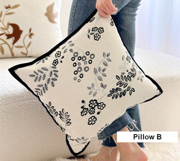 Square Decorative Pillow Covers, Decorative Pillows for Couch, Farmhouse Decorative Pillows for Sofa, Spring Swallow Decorative Pillows for Bedroom-ArtWorkCrafts.com