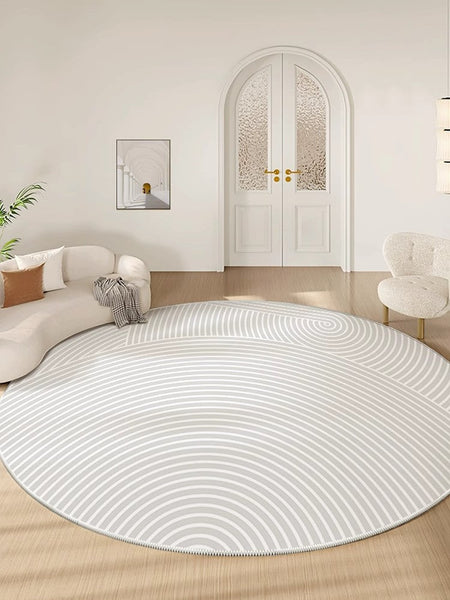 Contemporary Round Rugs Next to Bed, Abstract Modern Rugs for Living Room, Geometric Carpets for Sale, Circular Rugs under Dining Room Table-ArtWorkCrafts.com