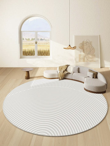 Contemporary Round Rugs Next to Bed, Abstract Modern Rugs for Living Room, Geometric Carpets for Sale, Circular Rugs under Dining Room Table-ArtWorkCrafts.com