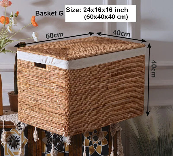 Storage Baskets for Bedroom, Large Laundry Storage Basket for Clothes, Rectangular Storage Basket, Rattan Baskets, Storage Baskets for Shelves-ArtWorkCrafts.com