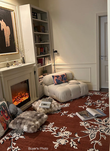 Modern Rugs for Living Room, Abstract Contemporary Rugs Next to Bed, Flower Pattern Contemporary Modern Rugs, Modern Rugs for Dining Room-ArtWorkCrafts.com