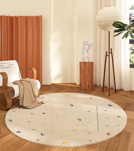 Geometric Modern Rug Ideas for Living Room, Circular Modern Rugs for Bathroom, Modern Rugs for Children's Room, Abstract Contemporary Round Rugs for Dining Room-ArtWorkCrafts.com