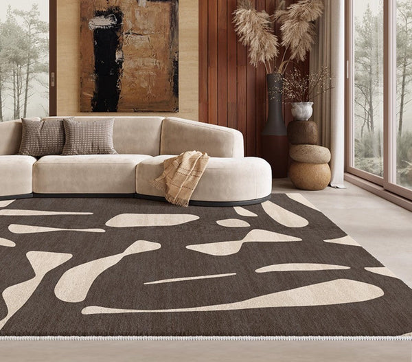 Dining Room Floor Rugs, Abstract Contemporary Rugs for Bedroom, Modern Rug Ideas for Living Room, Modern Rugs under Sofa-ArtWorkCrafts.com