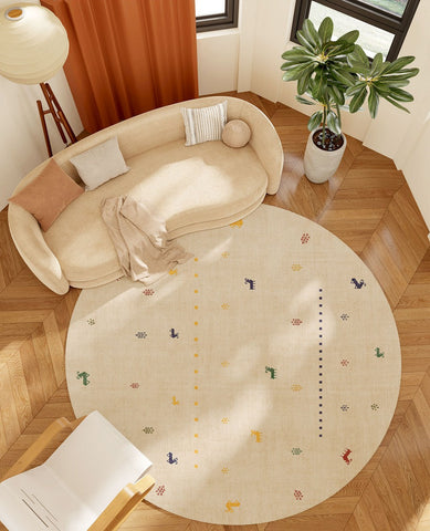 Geometric Modern Rug Ideas for Living Room, Circular Modern Rugs for Bathroom, Modern Rugs for Children's Room, Abstract Contemporary Round Rugs for Dining Room
