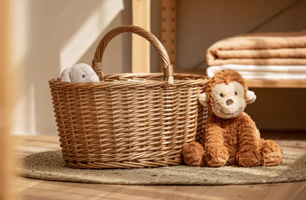 Small Picnic Storage Basket with Handle, Hand-woven Wicker Storage Basket, Willow Weaving Baskets for Vegetable, Natural Fruit Basket, Kitchen Storage Baskets-ArtWorkCrafts.com