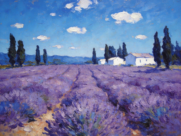 Gorgeous Provence Lavender Landscape, Small Oil Paintings, Canvas Wall Art Paintings, Hand Painted Canvas Art, Landscape Canvas Paintings, Original Oil Paintings-ArtWorkCrafts.com