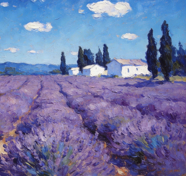 Gorgeous Provence Lavender Landscape, Small Oil Paintings, Canvas Wall Art Paintings, Hand Painted Canvas Art, Landscape Canvas Paintings, Original Oil Paintings-ArtWorkCrafts.com
