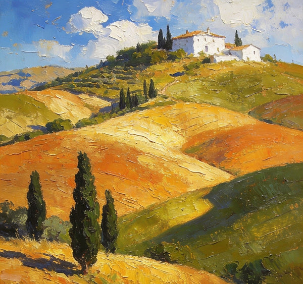 Small Oil Paintings, The Tuscan Countryside, Original Small Paintings, Landscape Oil Paintings, Hand Painted Canvas Art-ArtWorkCrafts.com
