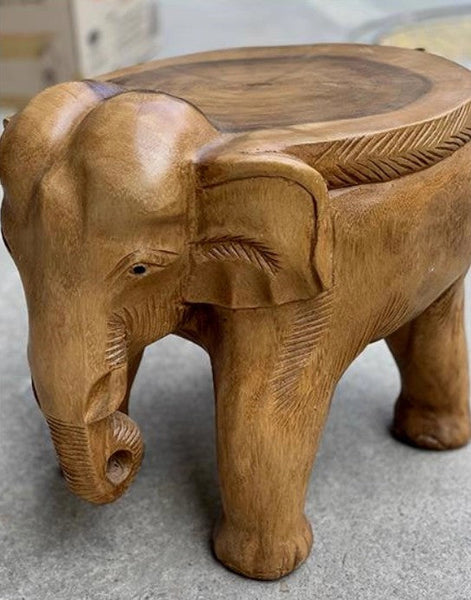 Elephant Sofa Stool, Dining Table Stool, Handmade Solid Wood low Stool, Elephant Wooden Stool, Creative Shoe-changing Stool-ArtWorkCrafts.com