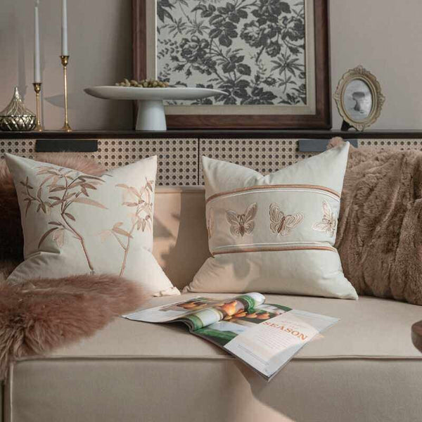 Embroidered Butterfly Pillow Covers, Modern Decorative Pillows for Bedroom, Decorative Pillow Arrangement Ideas for Couch, Large Decorative Throw Pillows for Living Room-ArtWorkCrafts.com