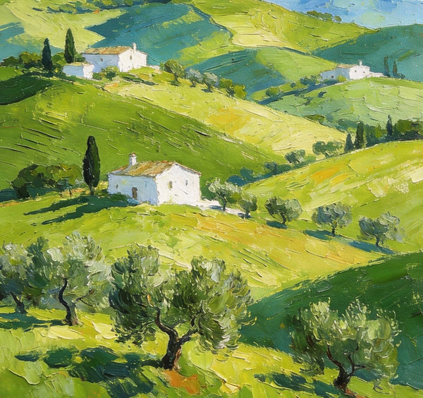 The Tuscan Spring Hills, Small Canvas Paintings, Oil Paintings On Canvas, Original Landscape Wall Art, Hand Painted Canvas Art, Heavy Texture Artwork-ArtWorkCrafts.com