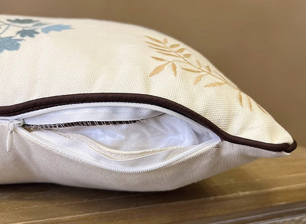 Simple Decorative Throw Pillows for Couch, Spring Flower Decorative Throw Pillows, Embroider Flower Cotton Pillow Covers, Farmhouse Sofa Decorative Pillows-ArtWorkCrafts.com