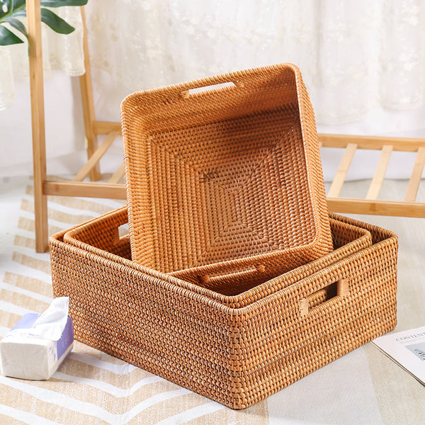 Extra Large Woven Baskets for Living Room, Storage Baskets for Clothes, Storage Baskets for Kitchen, Rectangular Storage Basket for Bedroom, Storage Baskets for Shelves-ArtWorkCrafts.com