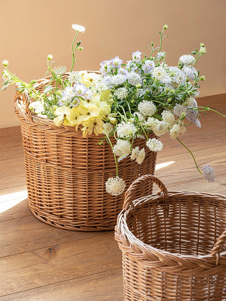 Round Storage Basket for Clothes, Natural Hand-woven Wicker Storage Basket for Clothes, Extra Large Kitchen Storage Baskets, Willow Weaving Baskets for Clothes-ArtWorkCrafts.com