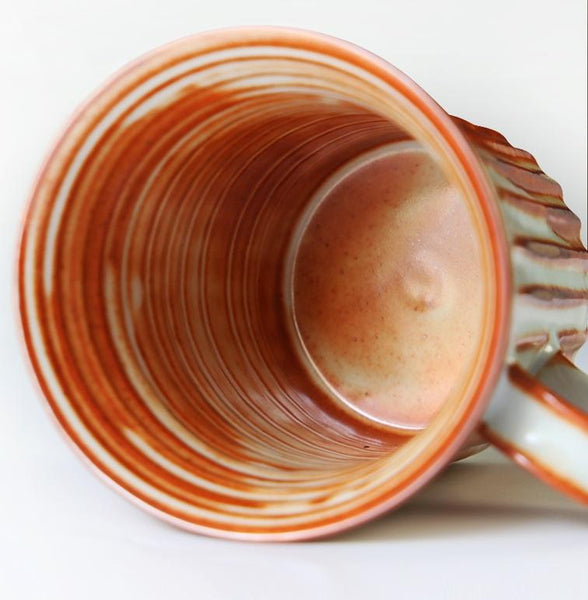 Cappuccino Coffee Mug, Handmade Pottery Coffee Cup, Large Capacity Coffee Cup, Large Tea Cup-ArtWorkCrafts.com