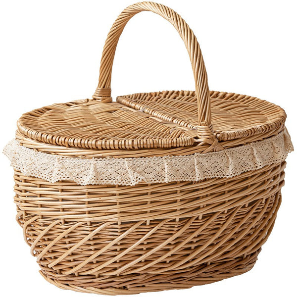 Extra Large Kitchen Storage Baskets, Picnic Storage Basket with Handle, Natural Hand-woven Wicker Storage Basket, Lovely Willow Weaving Baskets for Vegetable, Natural Fruit Storage Baskets-ArtWorkCrafts.com