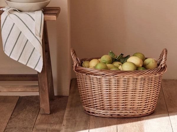 Willow Weaving Baskets for Vegetable, Natural Fruit Basket, Kitchen Storage Baskets, Large Picnic Food Basket with Handle, Natural Hand-woven Wicker Storage Basket-ArtWorkCrafts.com