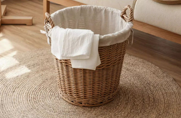 Large Food Storage Basket with Handle, Natural Hand-woven Wicker Storage Basket for Clothes, Willow Weaving Baskets for Clothes, Extra Large Kitchen Storage Baskets-ArtWorkCrafts.com