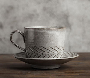 Latte Coffee Cup, Breakfast Milk Cup, Large Coffee Cup, Pottery Coffee Cups, Cappuccino Coffee Mug, Coffee Cup and Saucer Set-ArtWorkCrafts.com