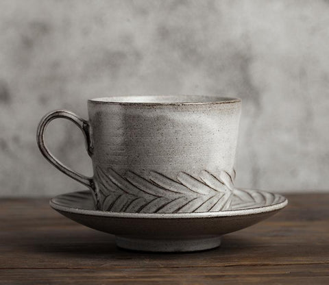 Latte Coffee Cup, Breakfast Milk Cup, Large Coffee Cup, Pottery Coffee Cups, Cappuccino Coffee Mug, Coffee Cup and Saucer Set-ArtWorkCrafts.com