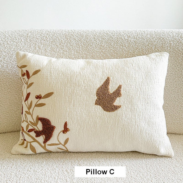 Decorative Pillows for Couch, Square Decorative Pillow Covers, Farmhouse Decorative Pillows for Sofa, Spring Swallow Decorative Pillows for Bedroom-ArtWorkCrafts.com