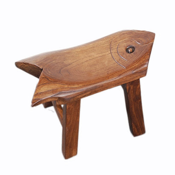 Solid Wood low Stool, Creative Shoe-changing Stool, Handmade Vintage Old Elm Wood Stool, Children's Wooden Stool, Sofa Stool, Dining Table Stool-ArtWorkCrafts.com