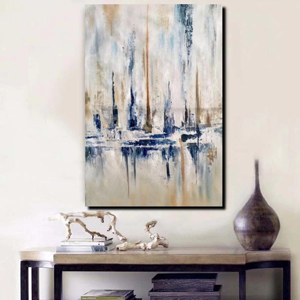 Large Wall Art for Living Room, Acrylic Canvas Paintings, Abstract Sail Boat Painting, Modern Wall Art Paintings, Contemporary Painting-ArtWorkCrafts.com