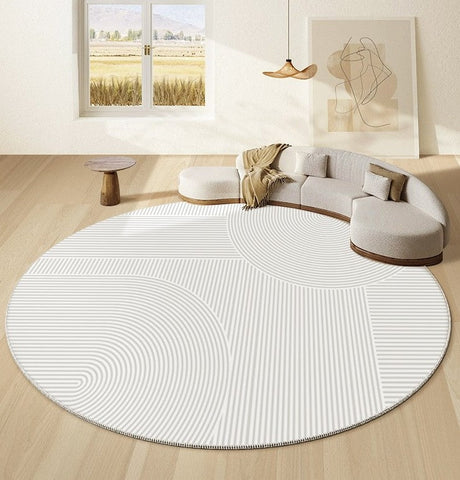 Geometric Carpets for Sale, Circular Rugs under Dining Room Table, Contemporary Round Rugs Next to Bed, Abstract Modern Rugs for Living Room-ArtWorkCrafts.com