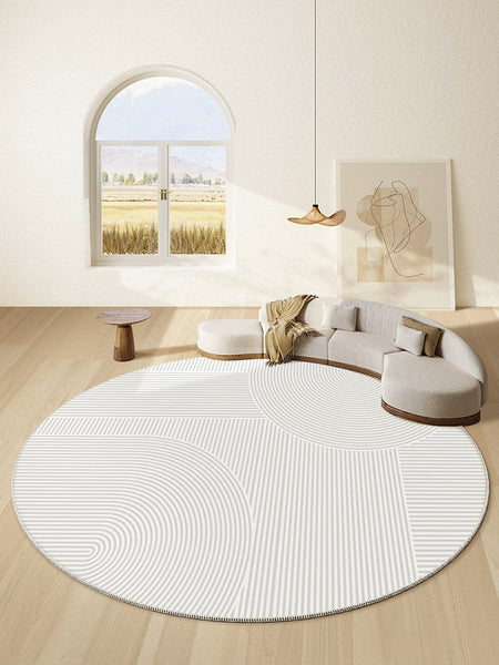 Geometric Carpets for Sale, Circular Rugs under Dining Room Table, Contemporary Round Rugs Next to Bed, Abstract Modern Rugs for Living Room-ArtWorkCrafts.com