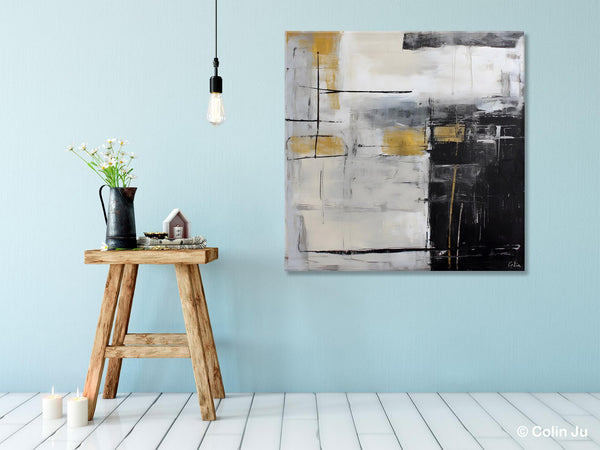 Simple Modern Original Artwork, Large Paintings for Bedroom, Abstract Landscape Painting on Canvas, Oversized Contemporary Wall Art Paintings