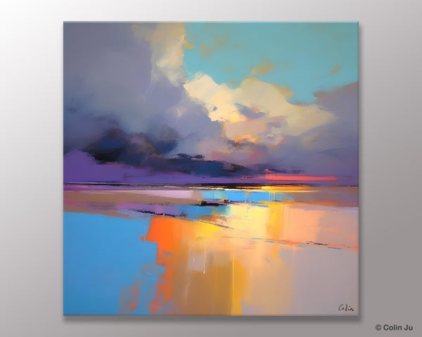 Simple Modern Art, Original Landscape Wall Art, Landscape Oil Paintings, Landscape Canvas Art, Abstract Landscape Painting for Living Room-ArtWorkCrafts.com