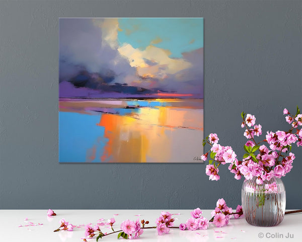 Simple Modern Art, Original Landscape Wall Art, Landscape Oil Paintings, Landscape Canvas Art, Abstract Landscape Painting for Living Room-ArtWorkCrafts.com