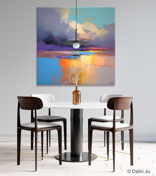 Simple Modern Art, Original Landscape Wall Art, Landscape Oil Paintings, Landscape Canvas Art, Abstract Landscape Painting for Living Room-ArtWorkCrafts.com