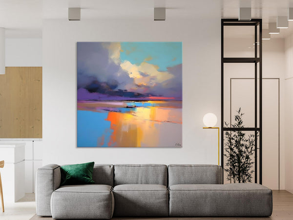 Simple Modern Art, Original Landscape Wall Art, Landscape Oil Paintings, Landscape Canvas Art, Abstract Landscape Painting for Living Room-ArtWorkCrafts.com