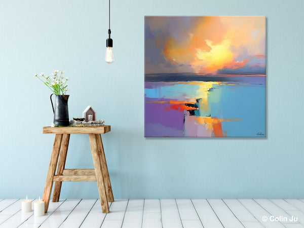 Canvas Painting for Living Room, Original Modern Wall Art Painting, Abstract Landscape Paintings, Oversized Contemporary Abstract Artwork-ArtWorkCrafts.com