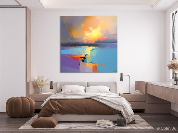 Canvas Painting for Living Room, Original Modern Wall Art Painting, Abstract Landscape Paintings, Oversized Contemporary Abstract Artwork-ArtWorkCrafts.com