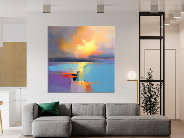Canvas Painting for Living Room, Original Modern Wall Art Painting, Abstract Landscape Paintings, Oversized Contemporary Abstract Artwork-ArtWorkCrafts.com