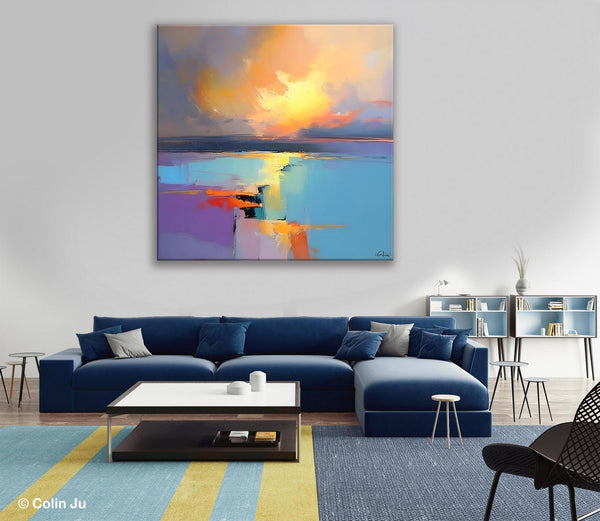 Canvas Painting for Living Room, Original Modern Wall Art Painting, Abstract Landscape Paintings, Oversized Contemporary Abstract Artwork-ArtWorkCrafts.com