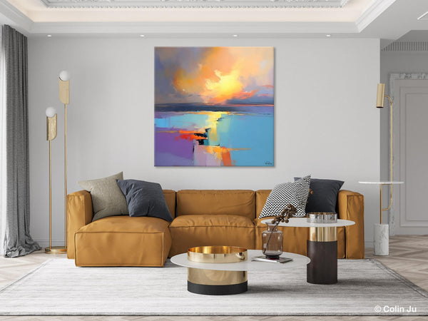 Canvas Painting for Living Room, Original Modern Wall Art Painting, Abstract Landscape Paintings, Oversized Contemporary Abstract Artwork-ArtWorkCrafts.com
