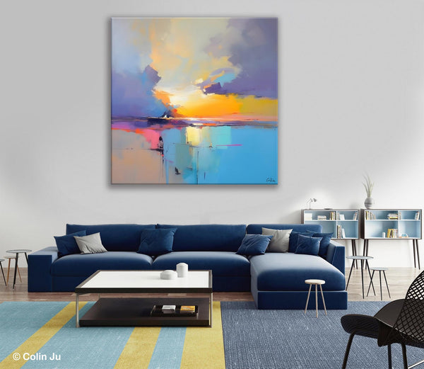Original Modern Wall Art Painting, Abstract Landscape Paintings, Canvas Painting for Living Room, Oversized Contemporary Abstract Artwork-ArtWorkCrafts.com
